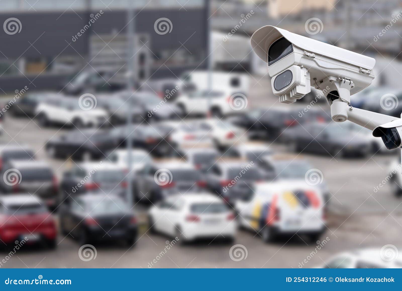 Video Surveillance Camera Installed on a Vehicle Parking. Stock Photo