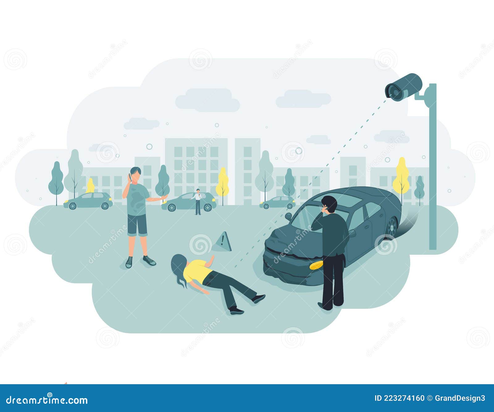 Video Surveillance. CCTV. a Video Surveillance Camera Recorded a Traffic  Accident. the Car Knocked Down a Man Stock Vector - Illustration of vehicle,  recording: 223274160