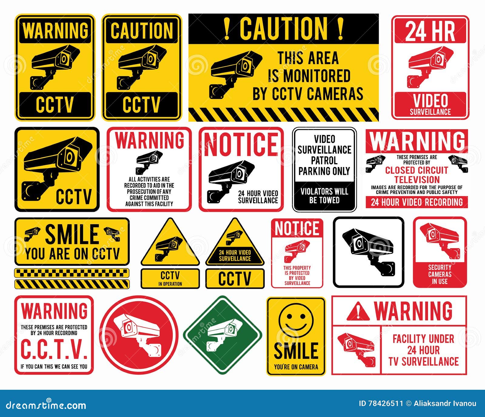 video surveillance signs. cctv