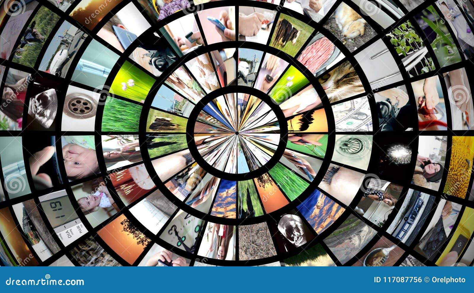 Video wall media streaming stock photo. Image of collage 117087756