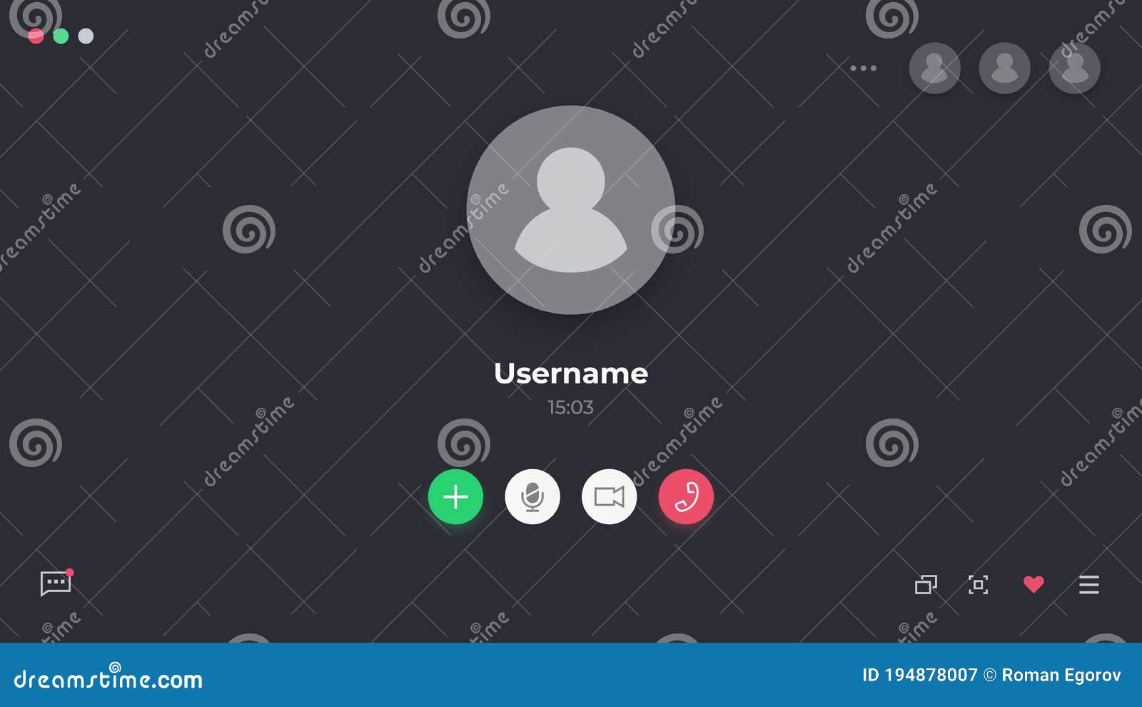 videocall interface. online webinar or video conference screen ui, video call realistic mockup.  video chat