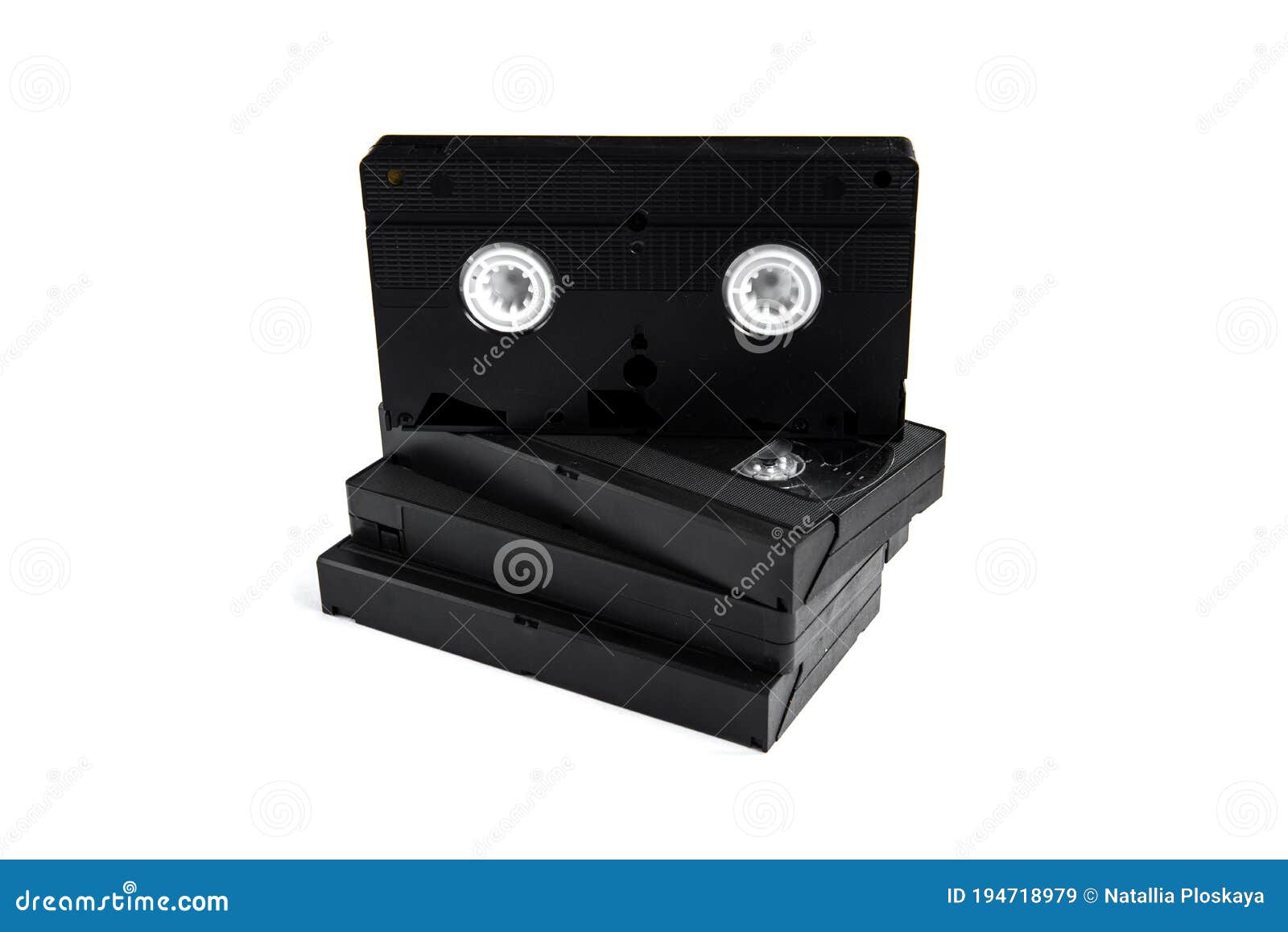 videocassettes  on white background