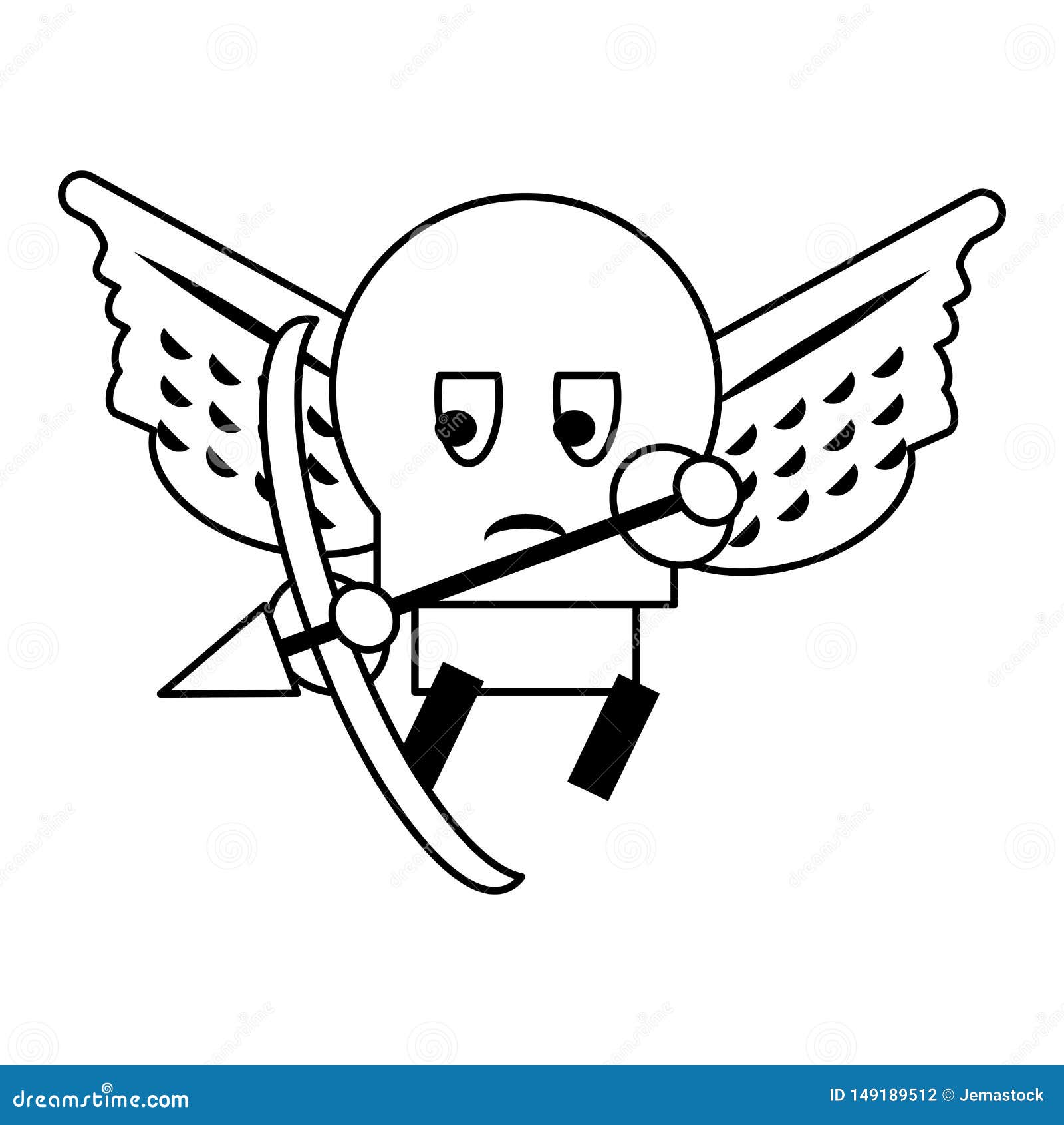 Videogame Enemy Character with Wings and Arch Cartoon in Black and White  Stock Vector - Illustration of play, concept: 149189512