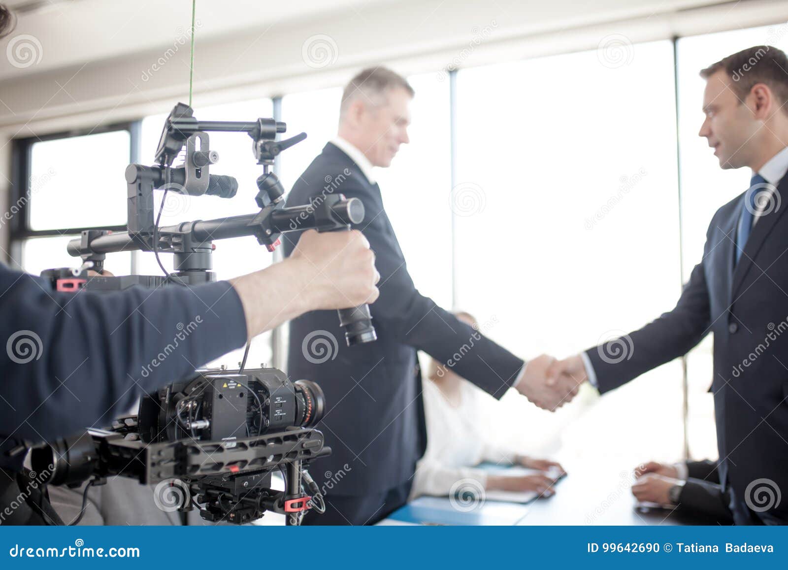 Videographer Making Video of Business People Stock Photo Image of