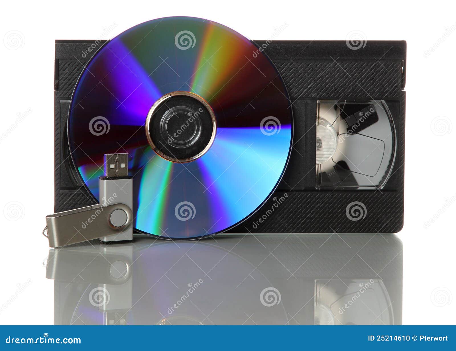 Videotape With Cd And Usb Stick Stock Photo - Image of memory