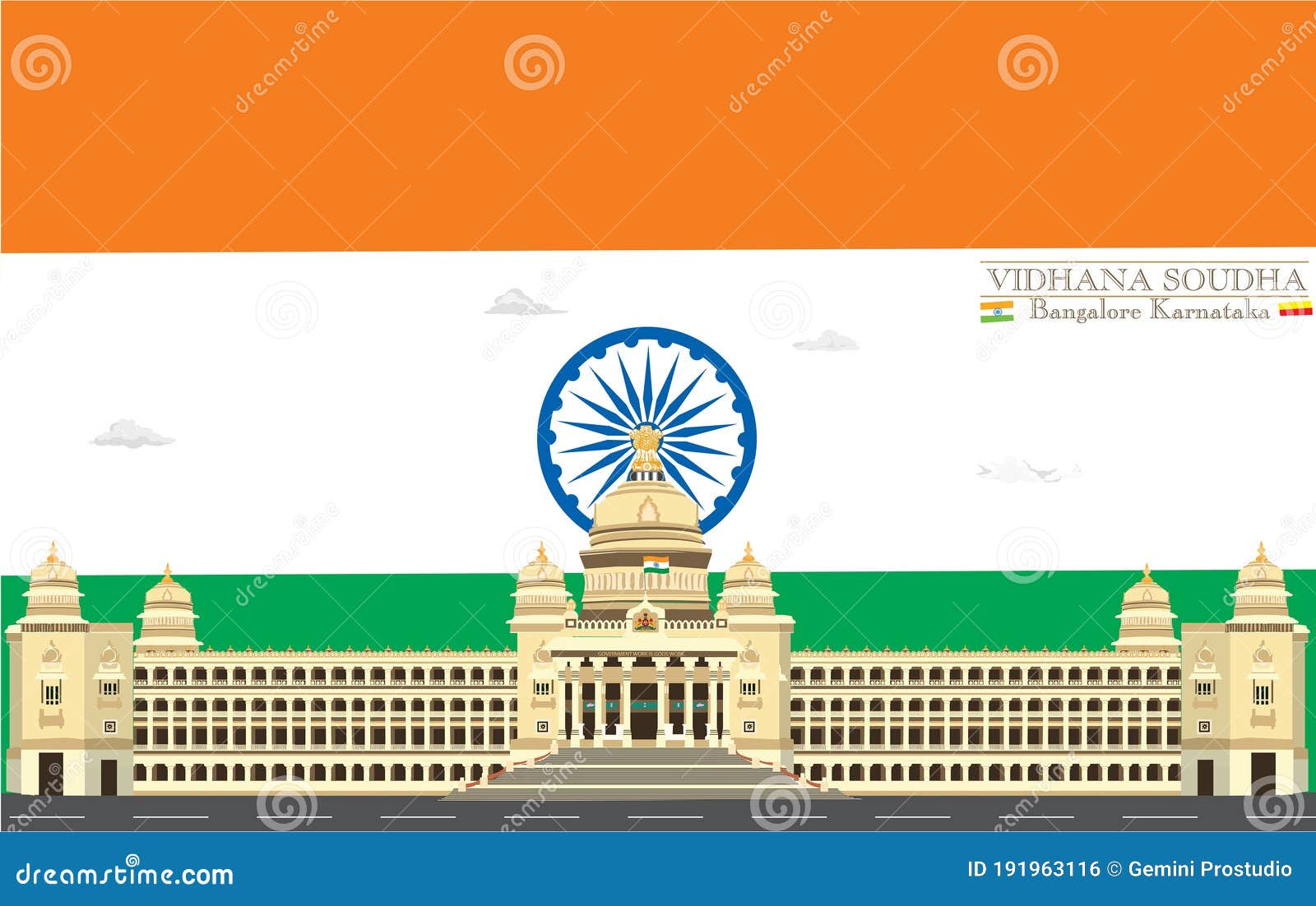 REALISTIC ILLUSTRATION of VIDHANA SOUDHA BANGALORE KARNATAKA INDIA Stock  Vector - Illustration of flag, legislature: 174373396