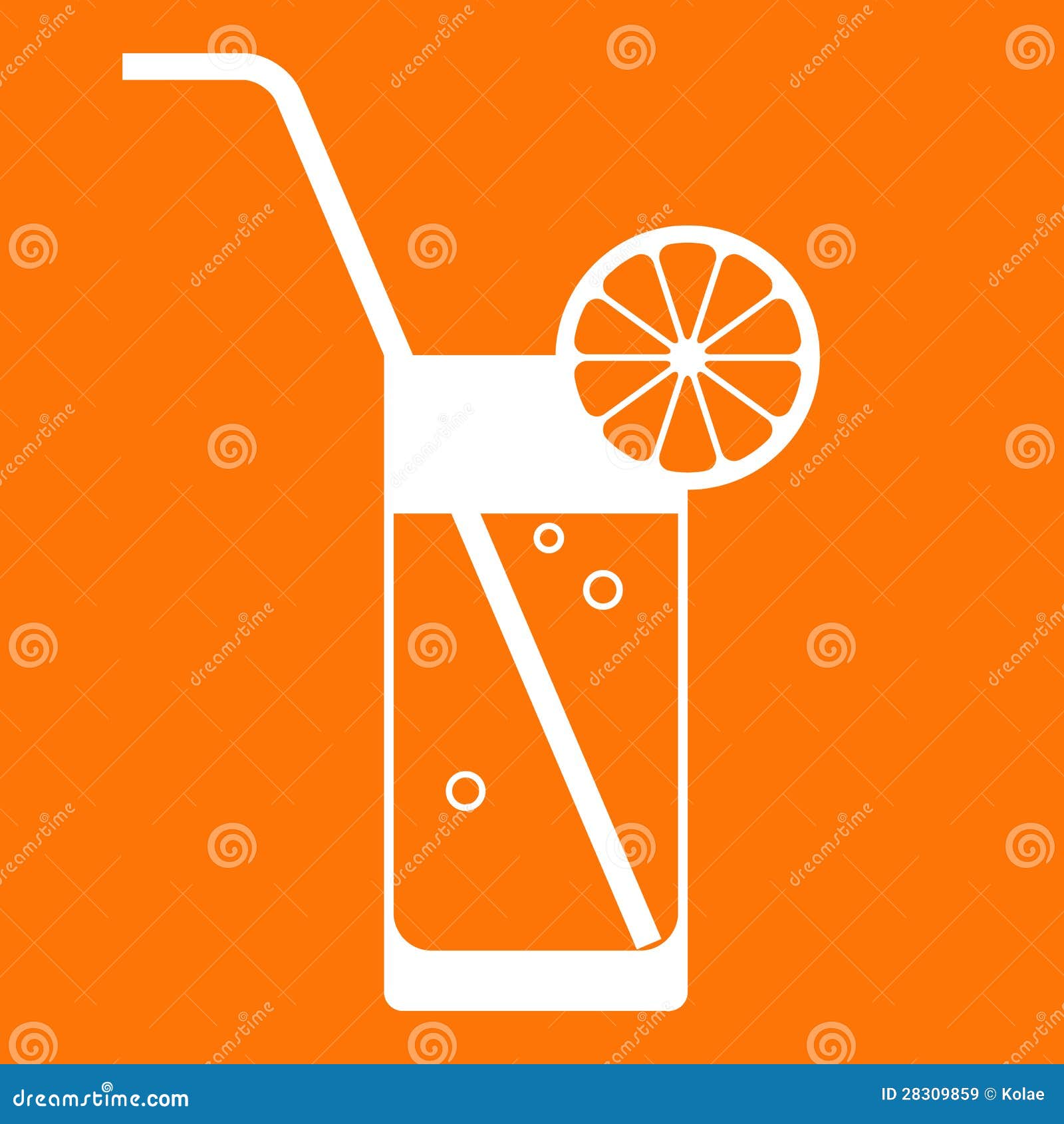 Vidrio del zumo de naranja con la paja de beber