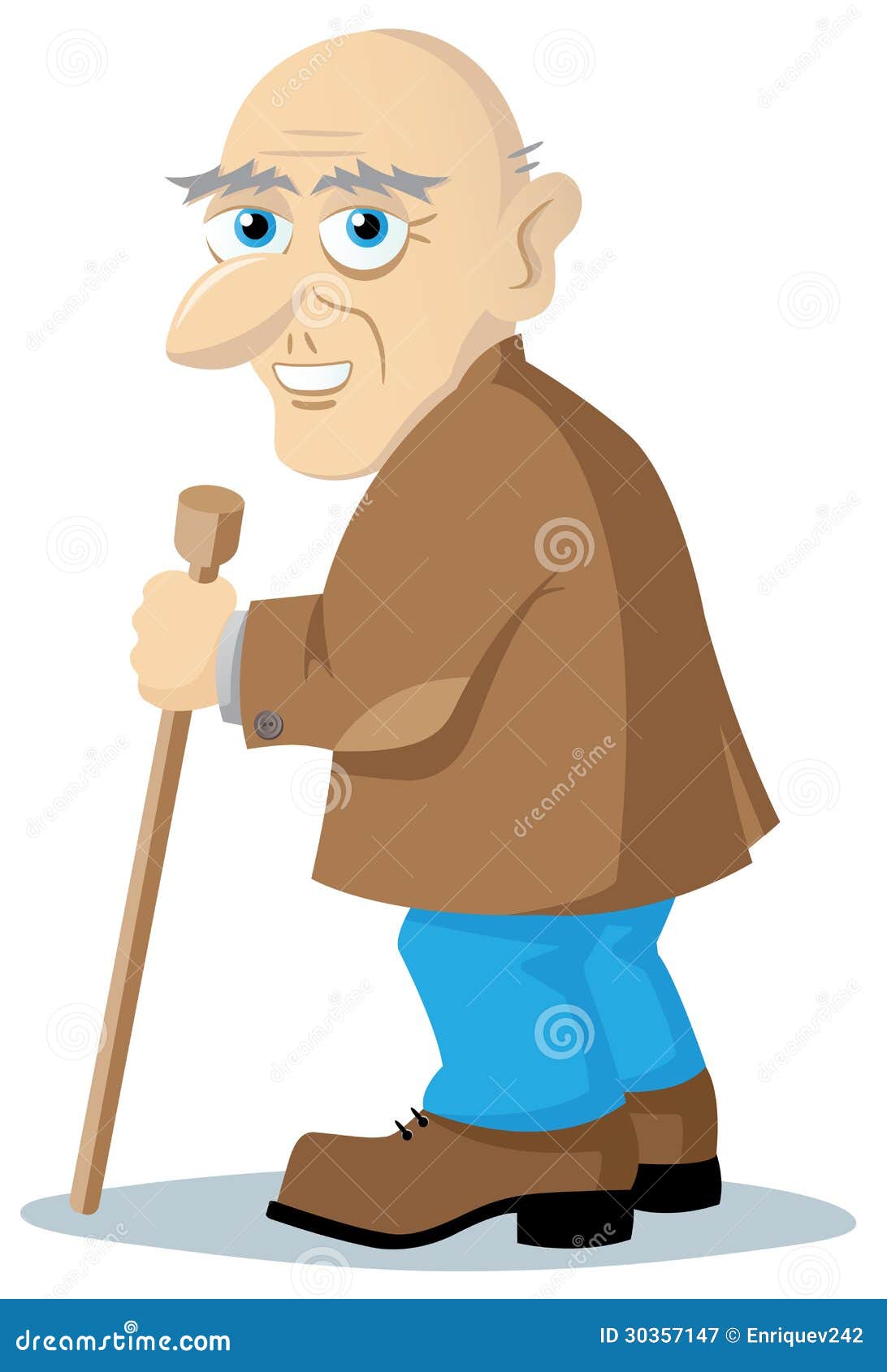 Viejo mayor con un bastón ilustración