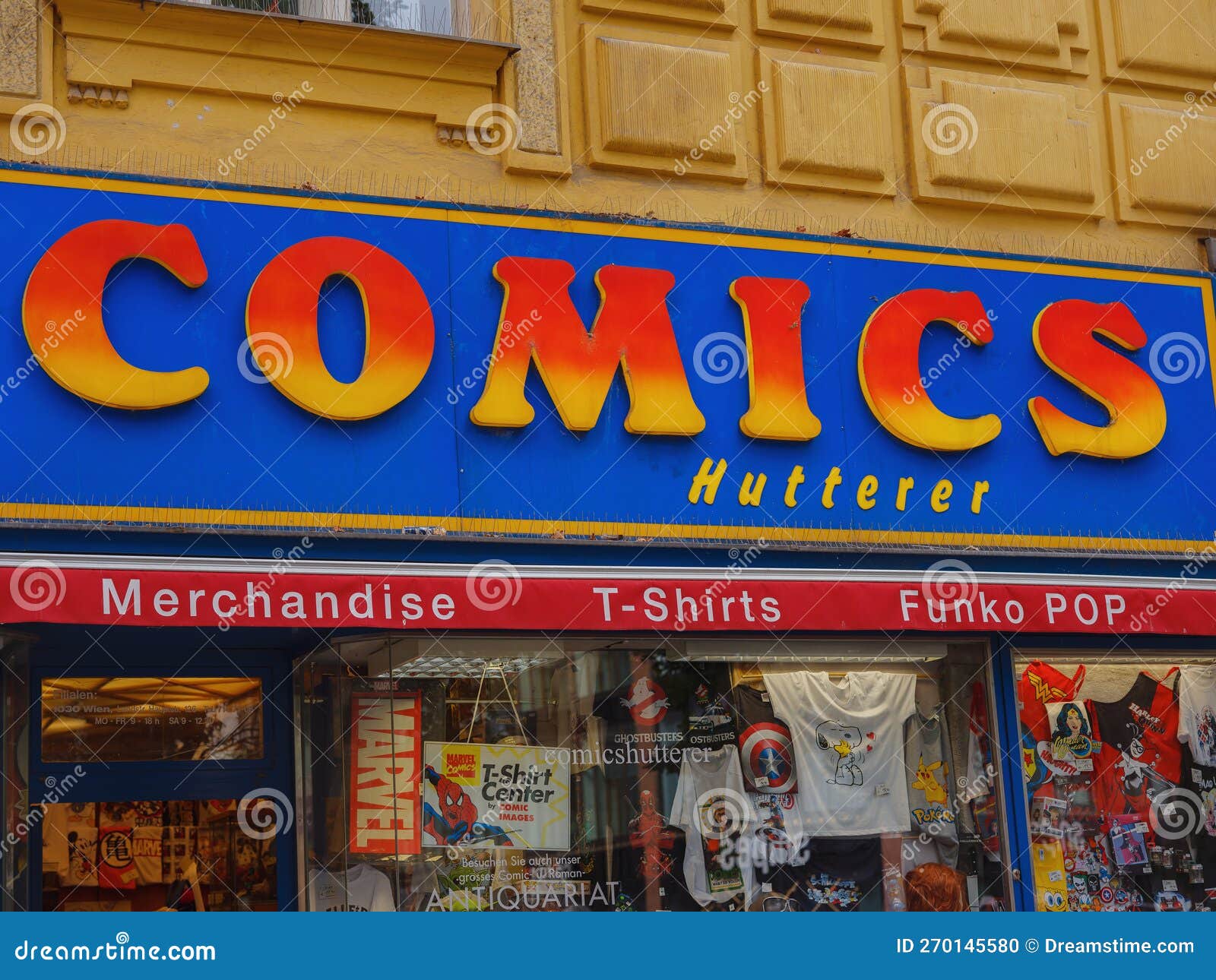 Vienna, Austria August 8, 2022 Facades of Buildings Comics Hutterer