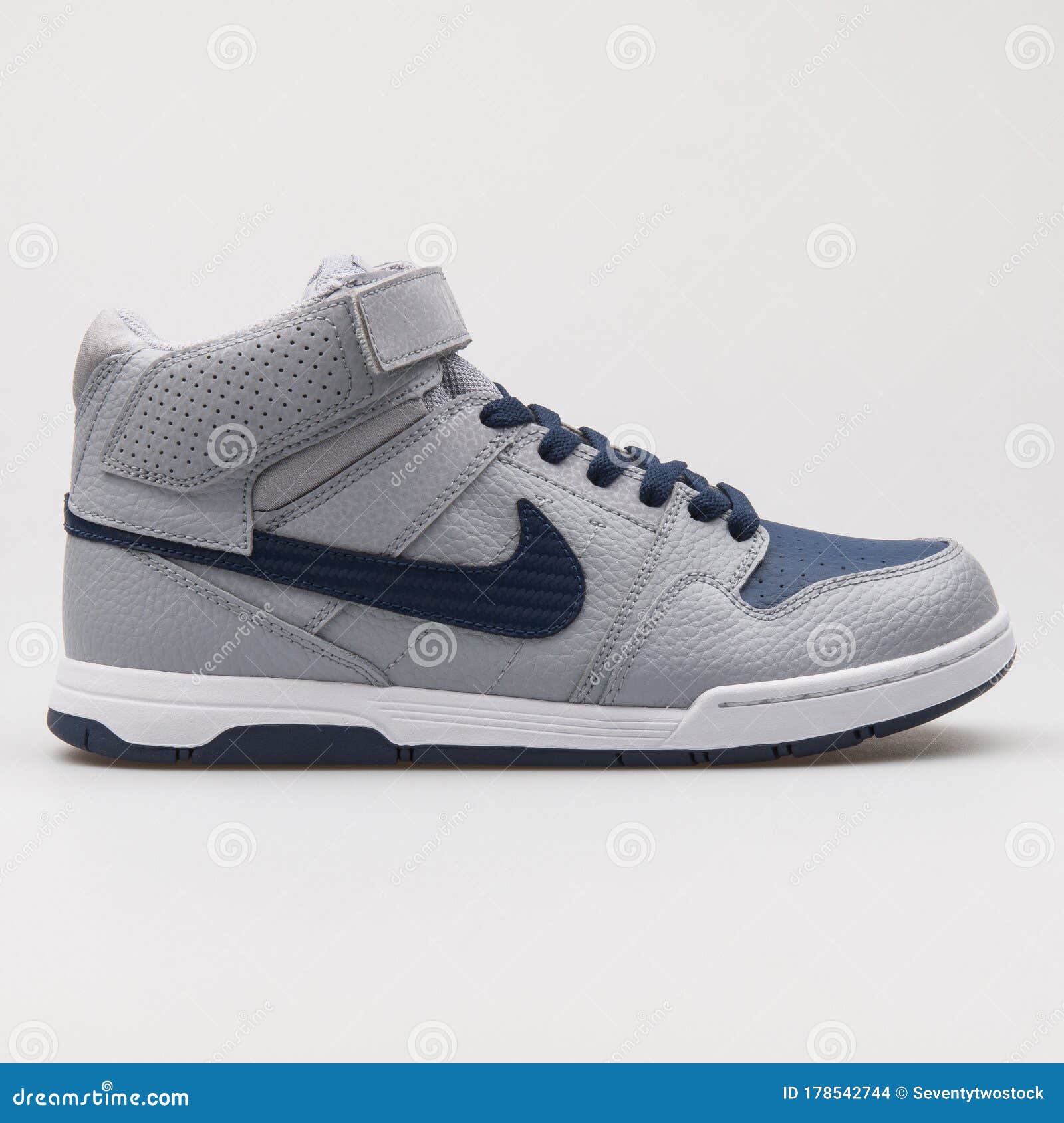 Nike Mogan Mid 2 JR B Greey and Navy Blue Sneaker Editorial Stock Image - Image of equipment, footwear: