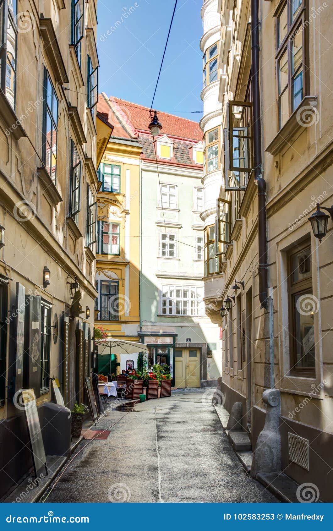 People In A Narrow Alley  At Vienna Old Town Editorial 