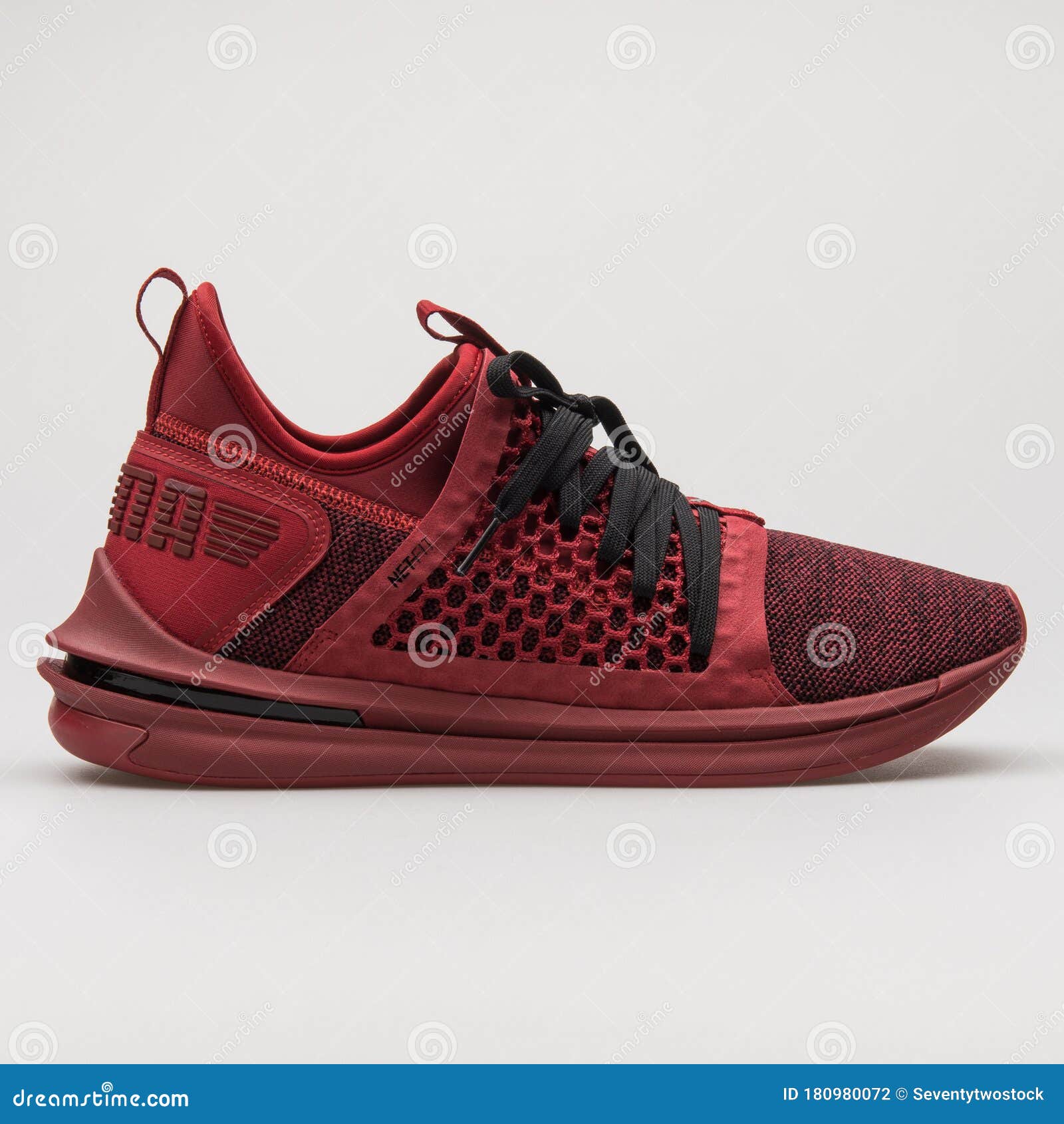 Puma Ignite Limitless SR Red and Black Sneaker Photography Image of equipment, footwear: 180980072