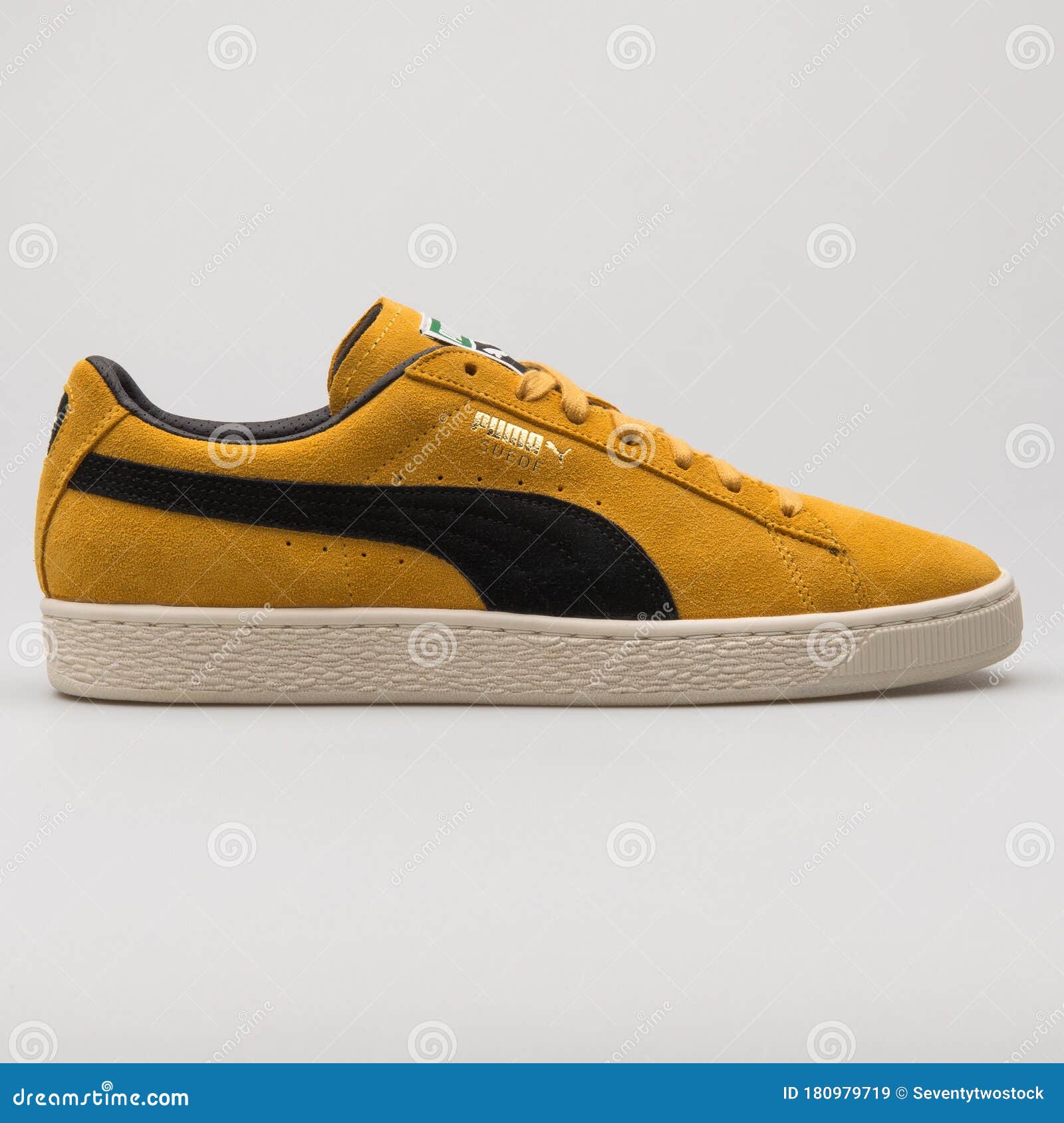 puma suede black and yellow