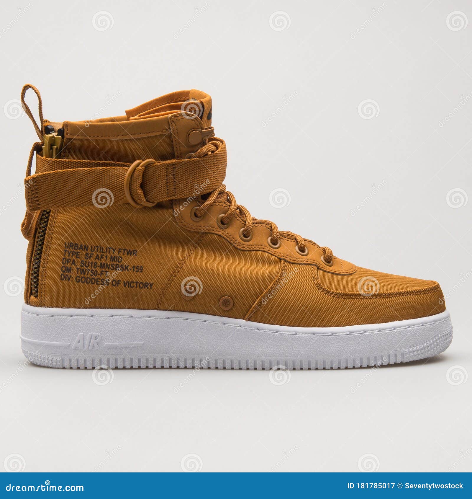 Nike SF Air Force 1 Mid Khaki White Sneaker Editorial Photography - Image of sneakers, isolated: