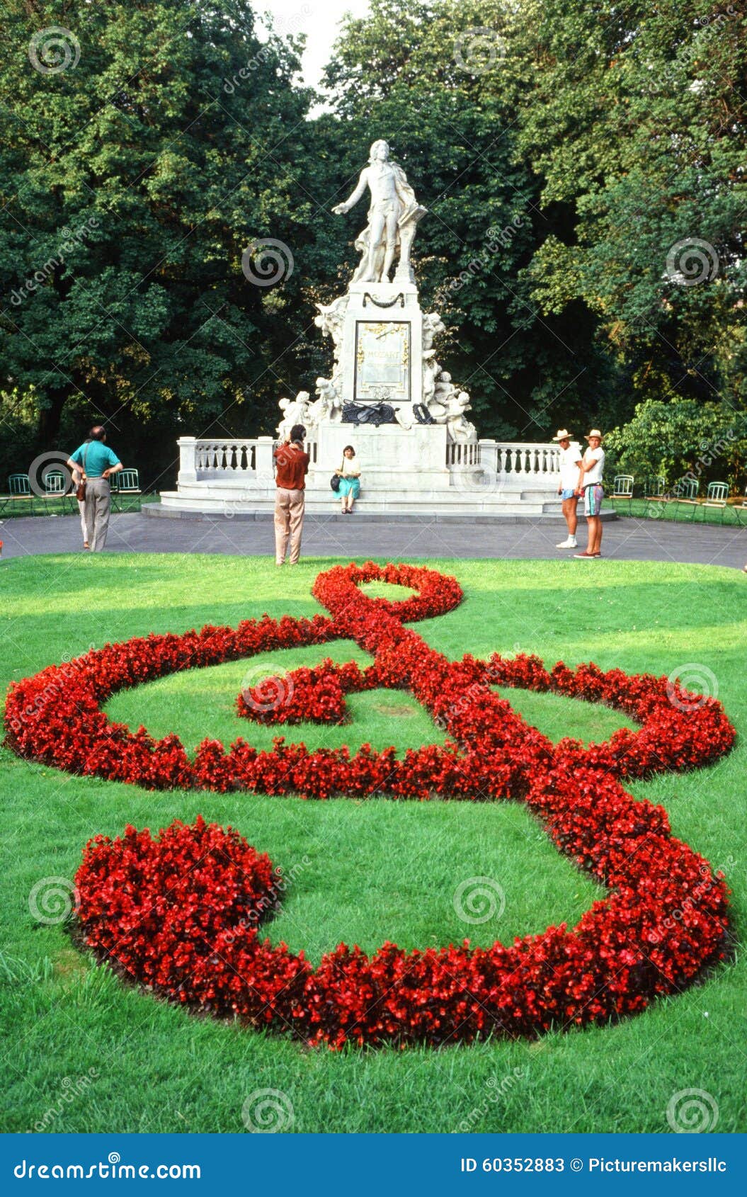 Statue of Wolfgang Amadeus Mozart is tourist attraction when visiting Vienna, Austria