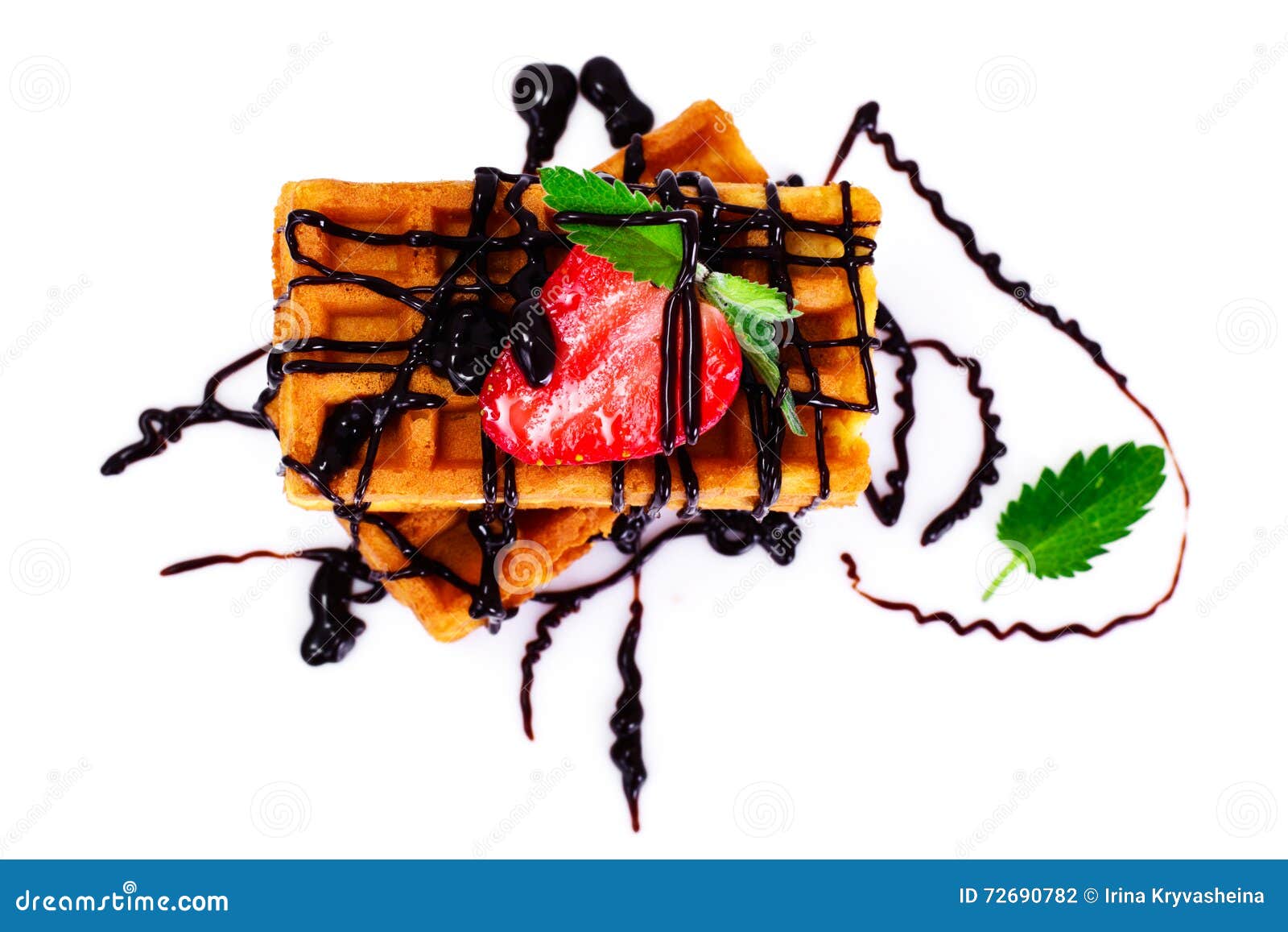 Vienna, Belgian Waffles with Strawberry and Mint Stock Photo Image of