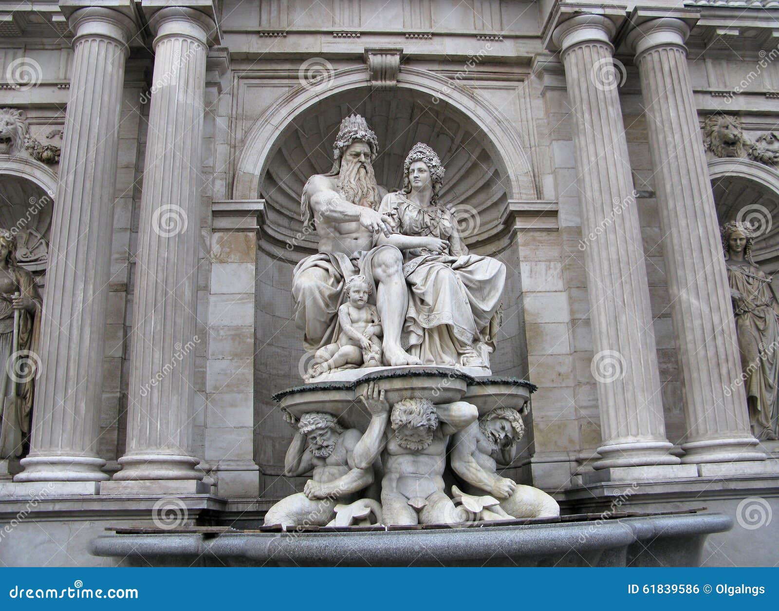 Vienna, Fountain Allegory of the Danube Stock Photo Image of monument, composition 61839586