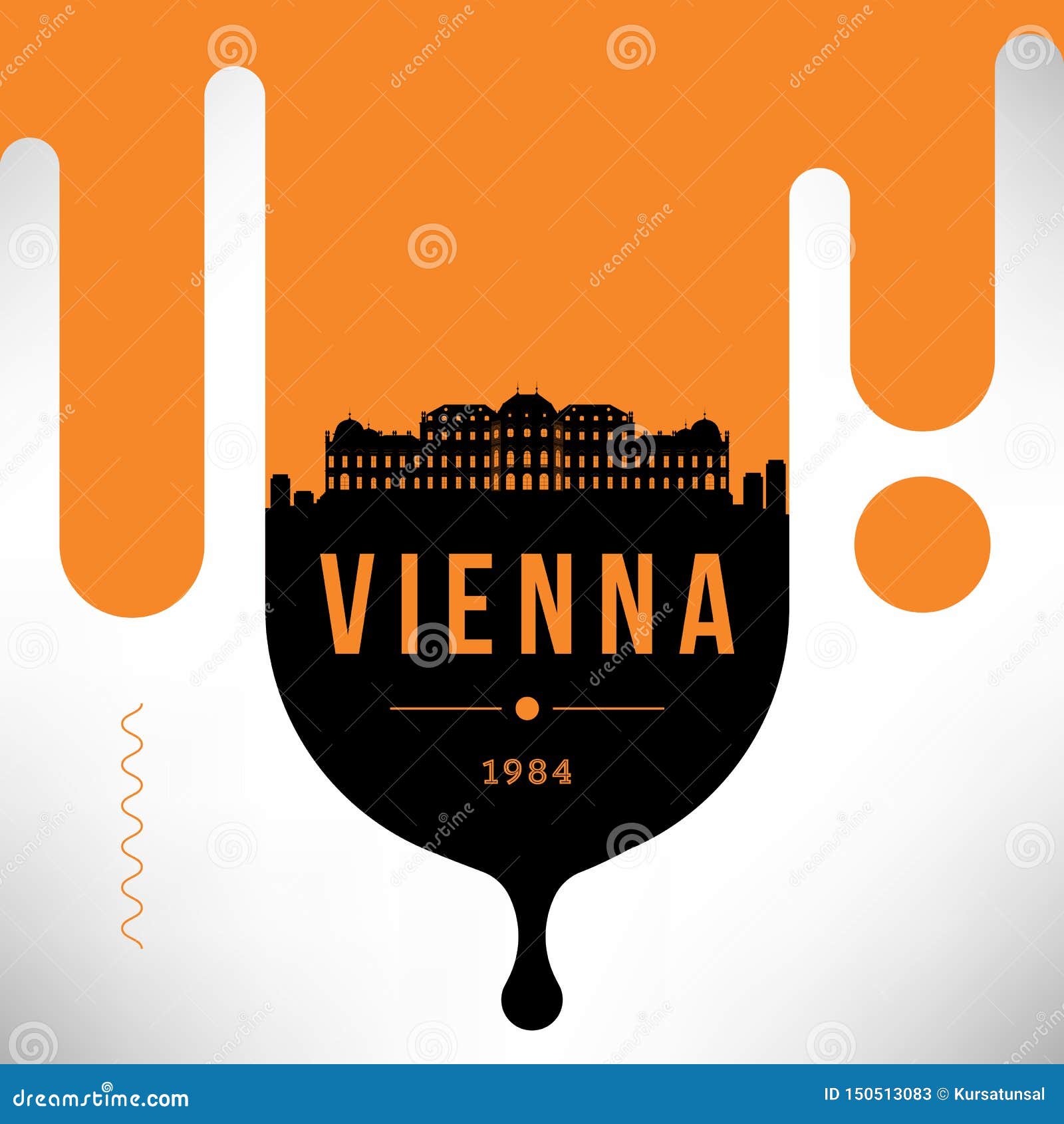 Vienna Modern  Banner Design with Vector Linear Skyline Stock
