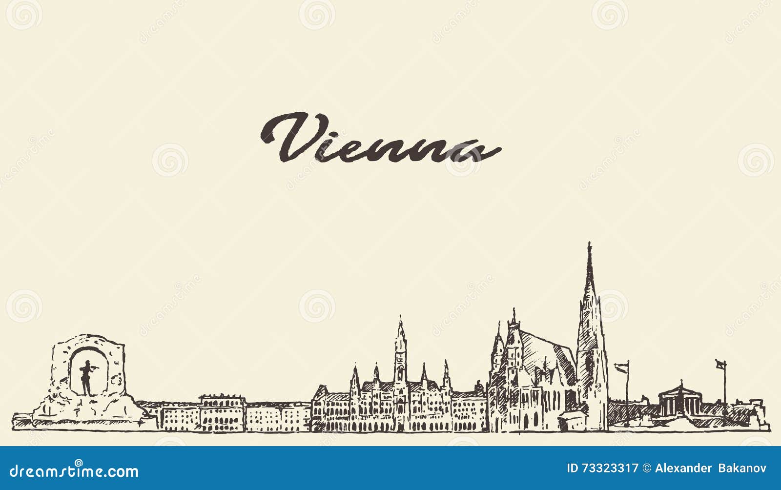 vienna skyline austria  drawn sketch