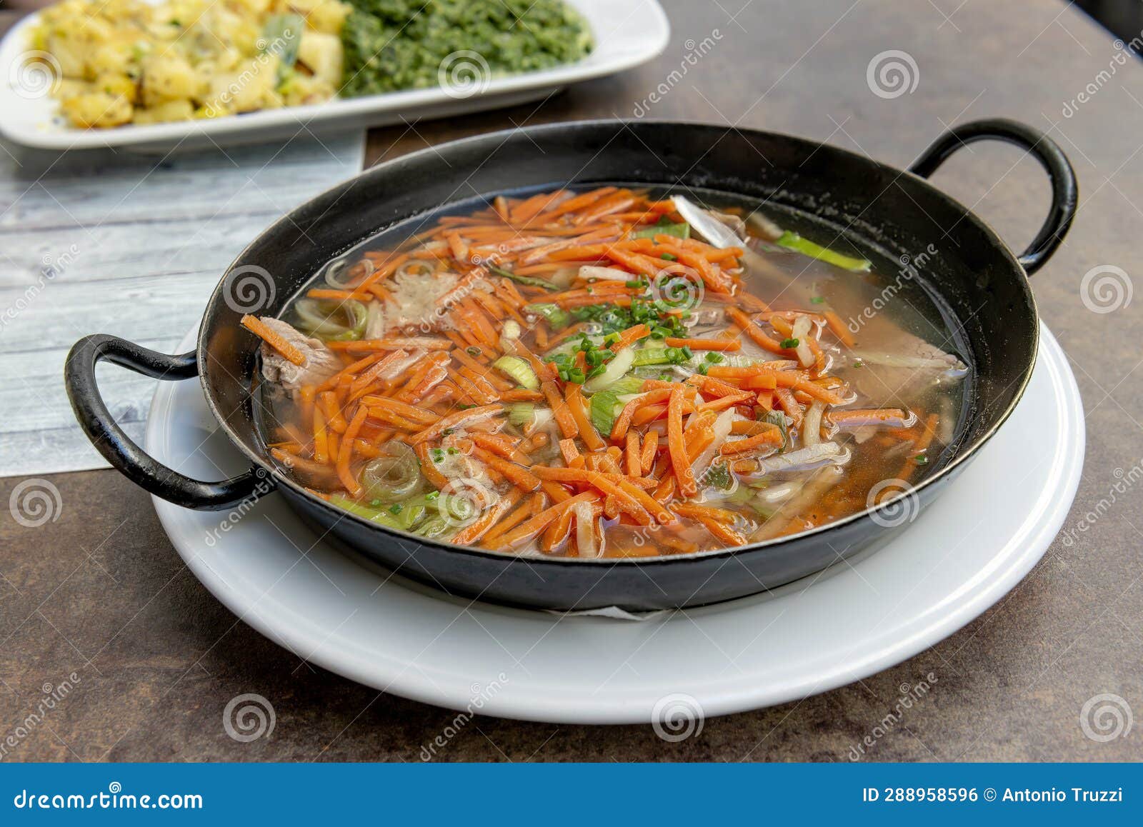 ViennaStyle Beef in Soup with Vegetables Served in a Pan Stock Photo Image of carrot, food