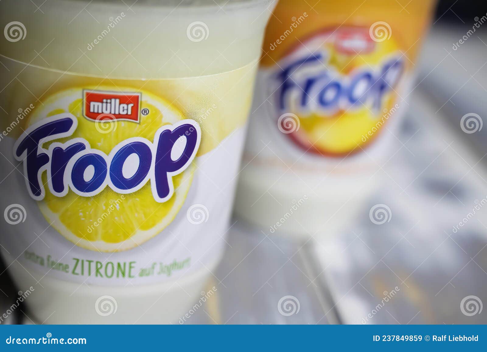 Image yogurt, Logo of with Fruit Desert Label Froop of 237849859 Muller Stock Plastic on Image Yoghurt - froop: Closeup Editorial of Lettering Cup