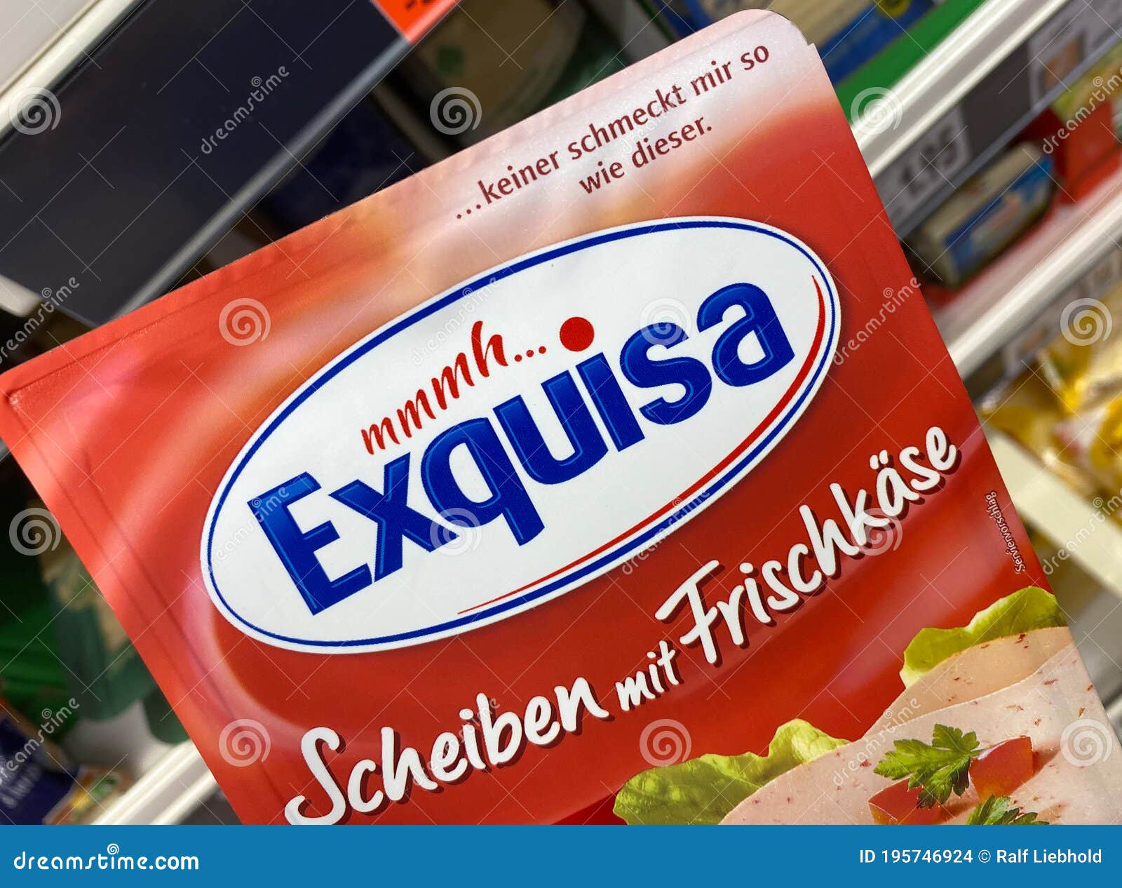 View on Packet Exquisa Spread Cheese Hold by Hand in Front of Shelf in  German Supermarket Editorial Stock Image - Image of product, retail:  195746924