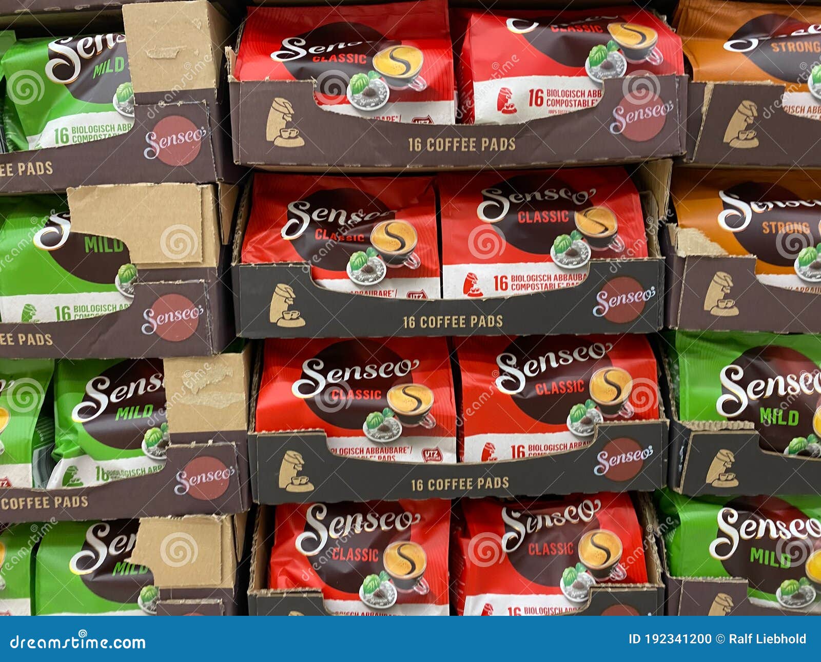 View on Stacked Boxes with Senseo Coffee Pads in German Supermarket  Editorial Image - Image of closeup, capsules: 192341200