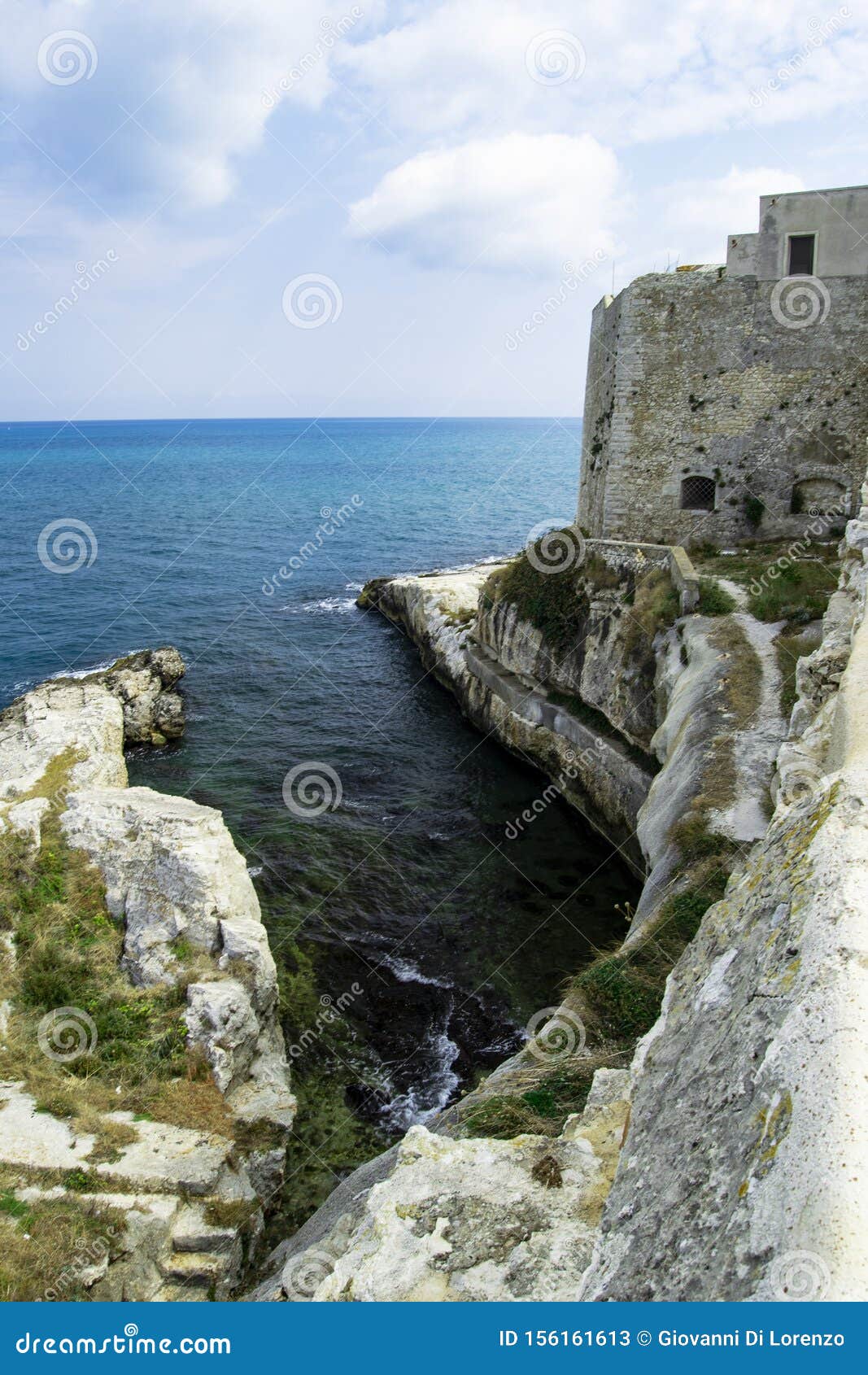 vieste, gargano, apulia, italy. panoramica view of the shores and cliffs with tourquise sea