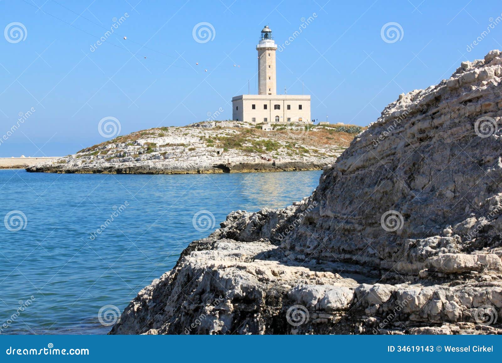 vieste lighthouse in the adriatic sea, italy