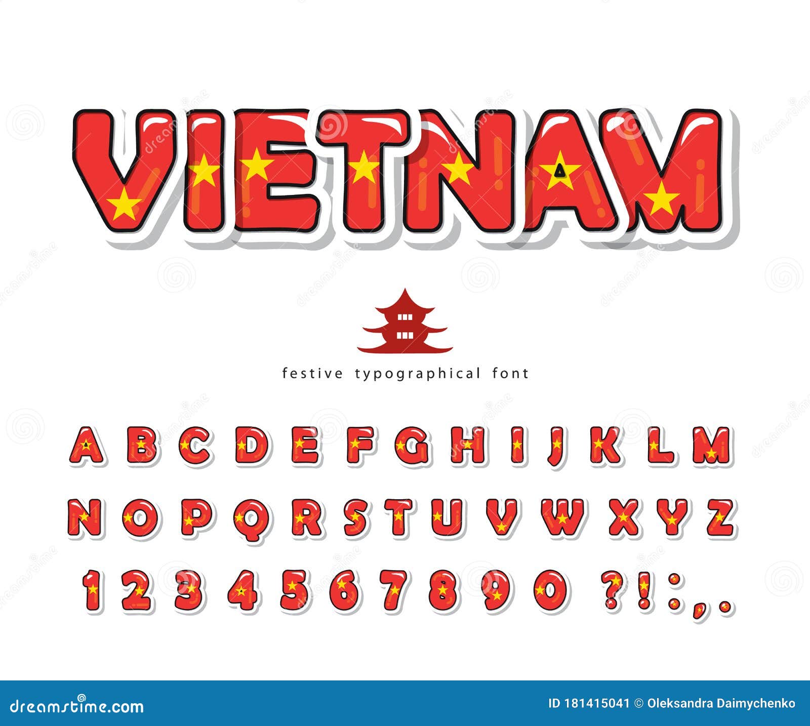 Vietnam Cartoon Font. Vietnamese National Flag Colors. Paper Cutout Glossy ABC Letters and Numbers Stock Vector - Illustration of element, asia: 181415041 Vietnam Cartoon Font. Vietnamese National Flag Colors. Paper Cutout Glossy ABC Letters and Numbers Stock Vector - Illustration of element, asia: 181415041