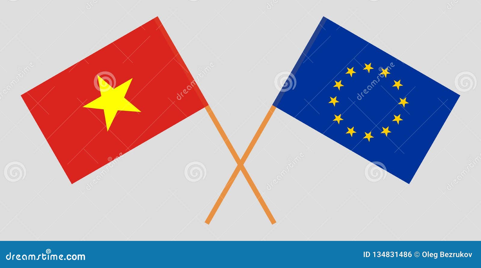 vietnam and eu. the vietnamese and european union flags. official colors. correct proportion. 