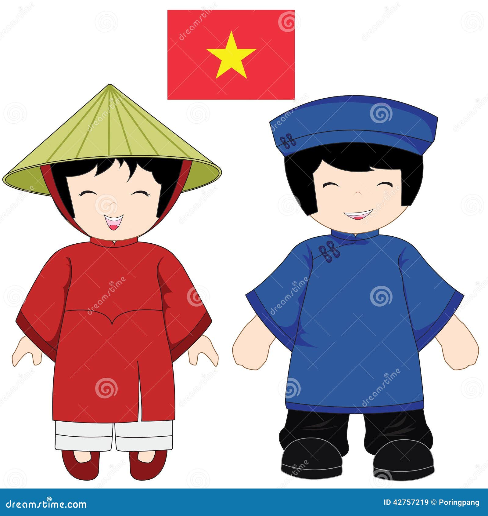 Vietnam traditional dress icon flat style Vector Image