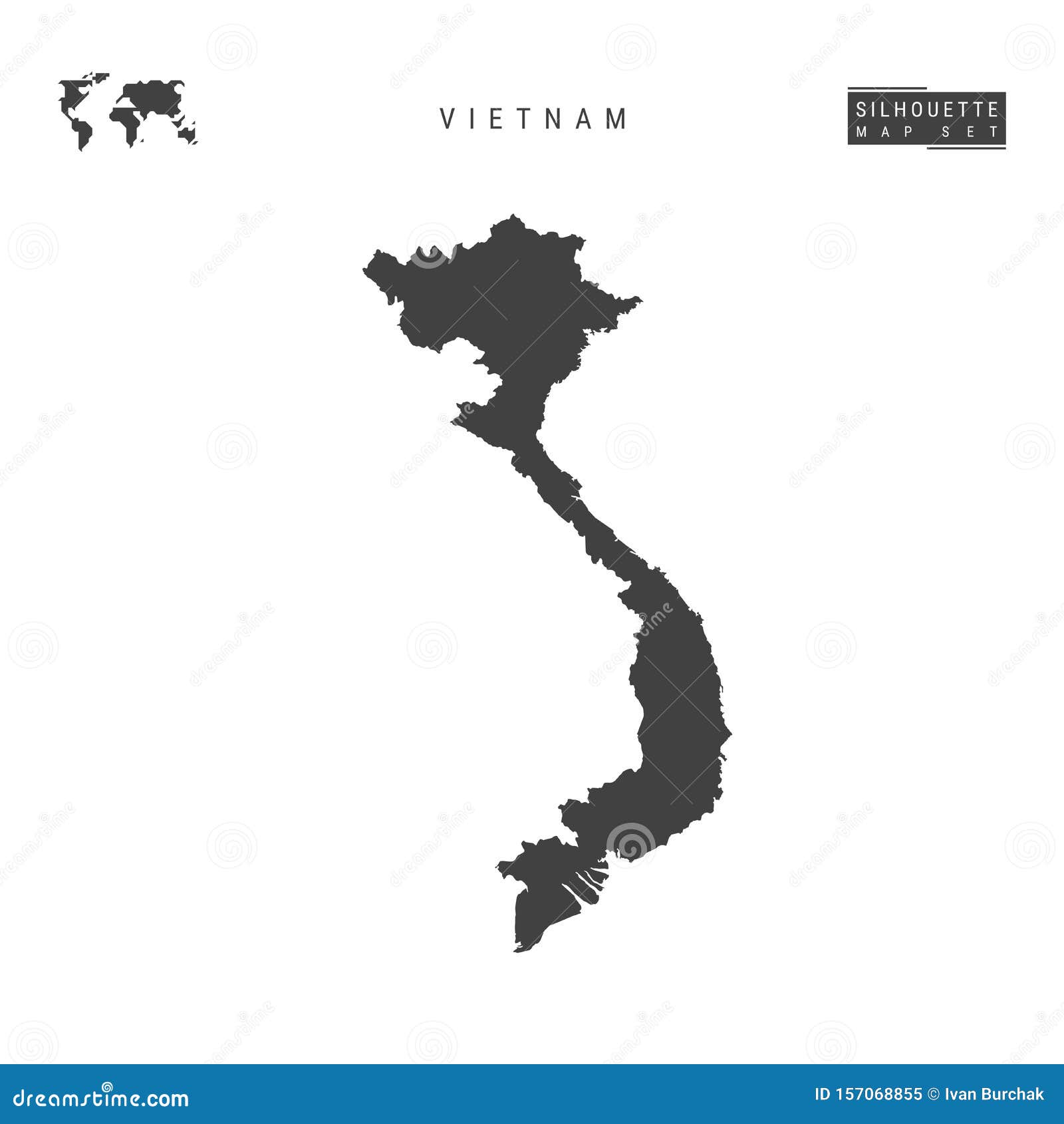 Vietnam Vector Map Isolated On White Background High Detailed Black