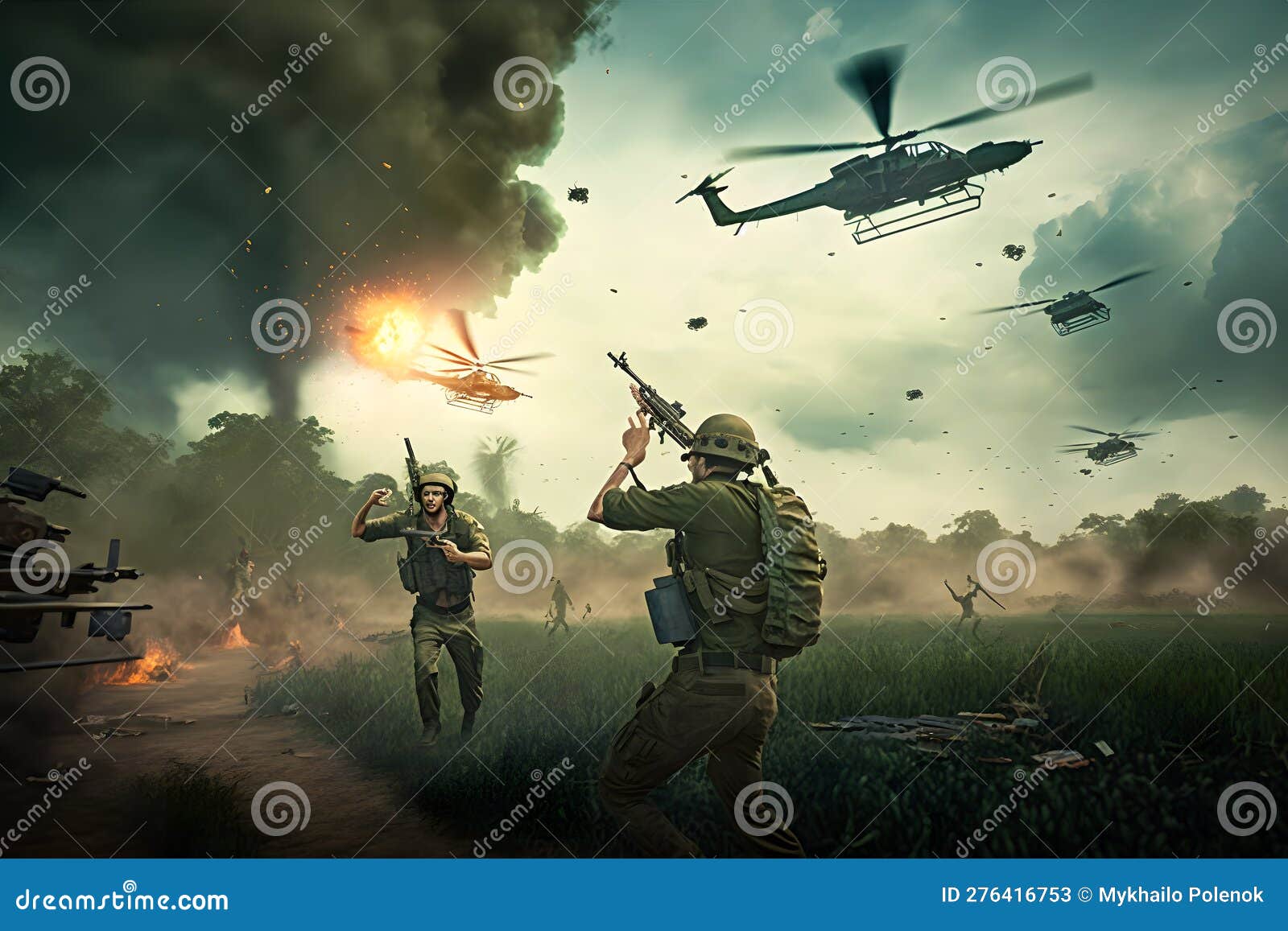 Air Assault with Mobile Infantry during the Vietnam War Stock Illustration   Illustration of offensive helicopter 179997635