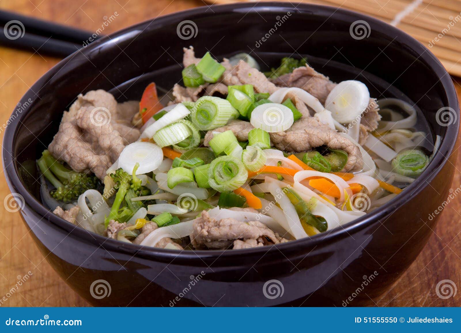 Vietnamese Beef Pho Soup Bowl Stock Photo Image of studio, wooden