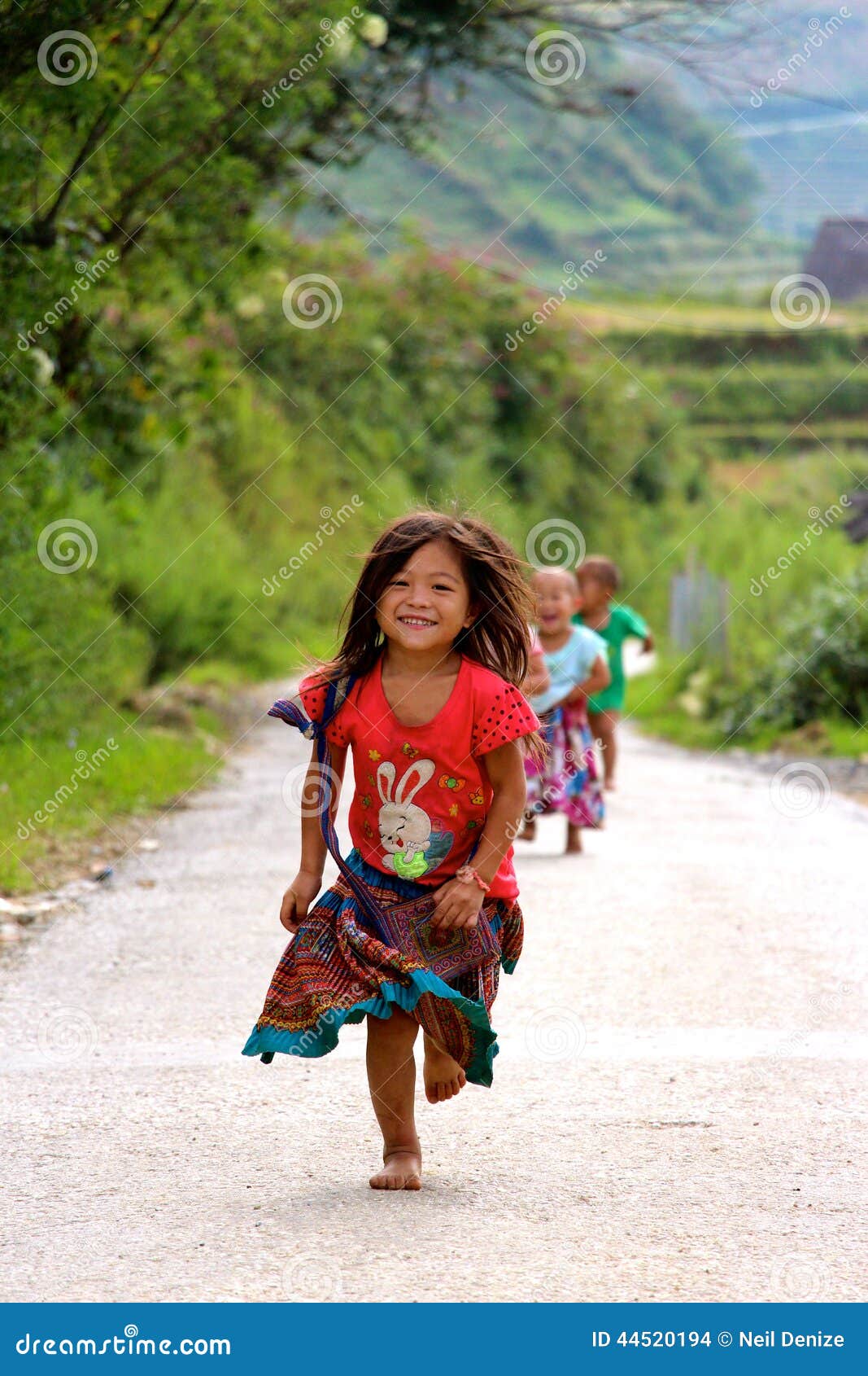 Vietnamese Children Running with Joy Editorial Stock Image Image of