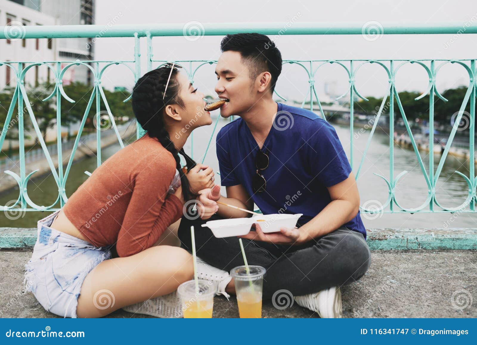 Couple Eating Snacks Stock Image Image Of Girlfriend 116341747
