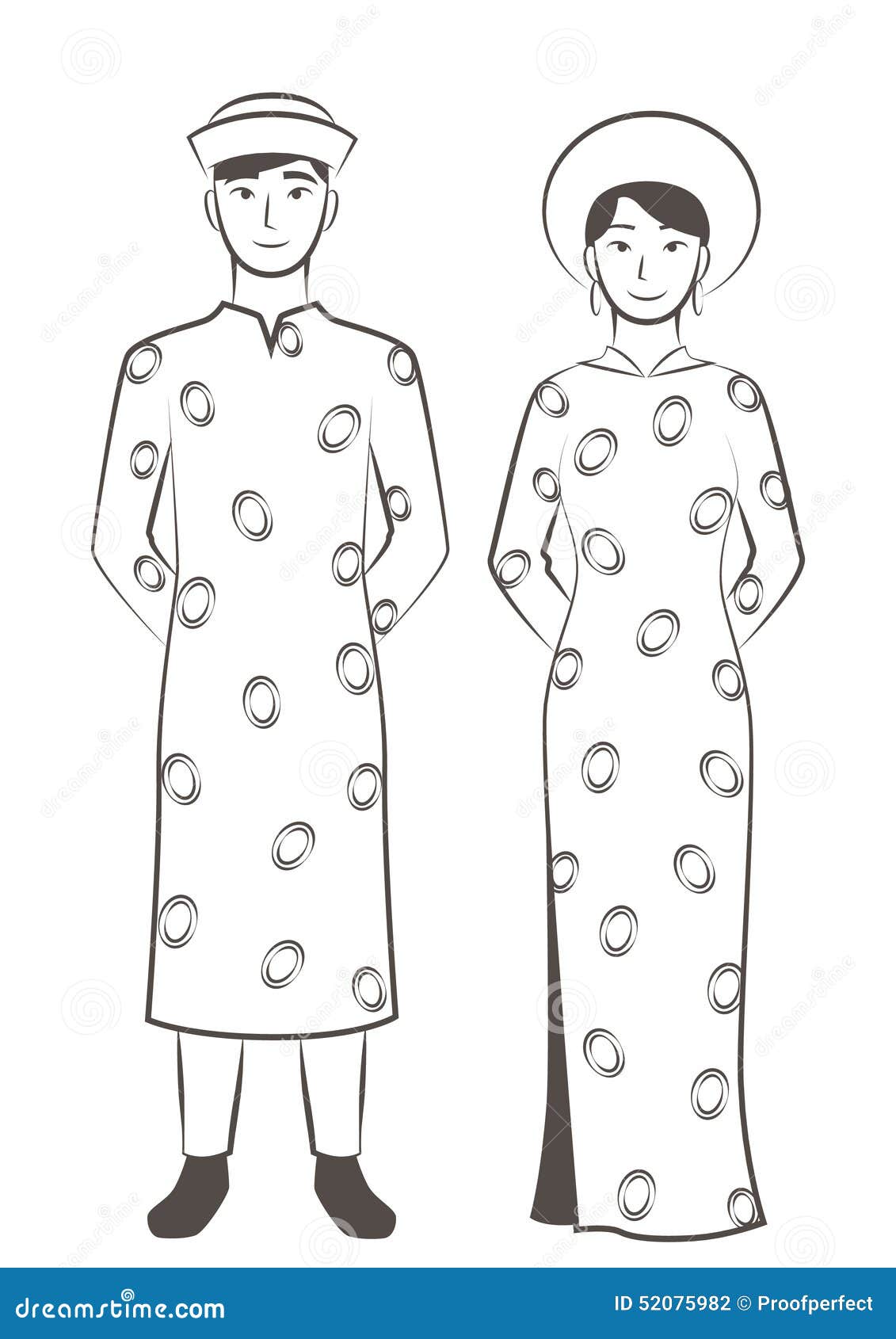 Vietnamese Couple stock vector. Illustration of clothing - 52075982