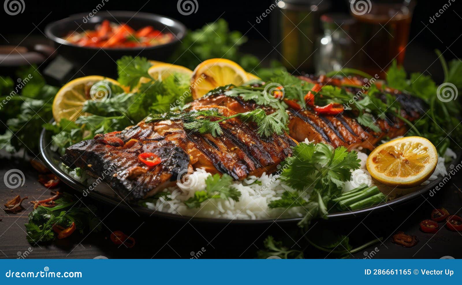 Vietnamese Grilled Fish Marinated in Lemongrass. Generative AI. Stock Image Image of cooked