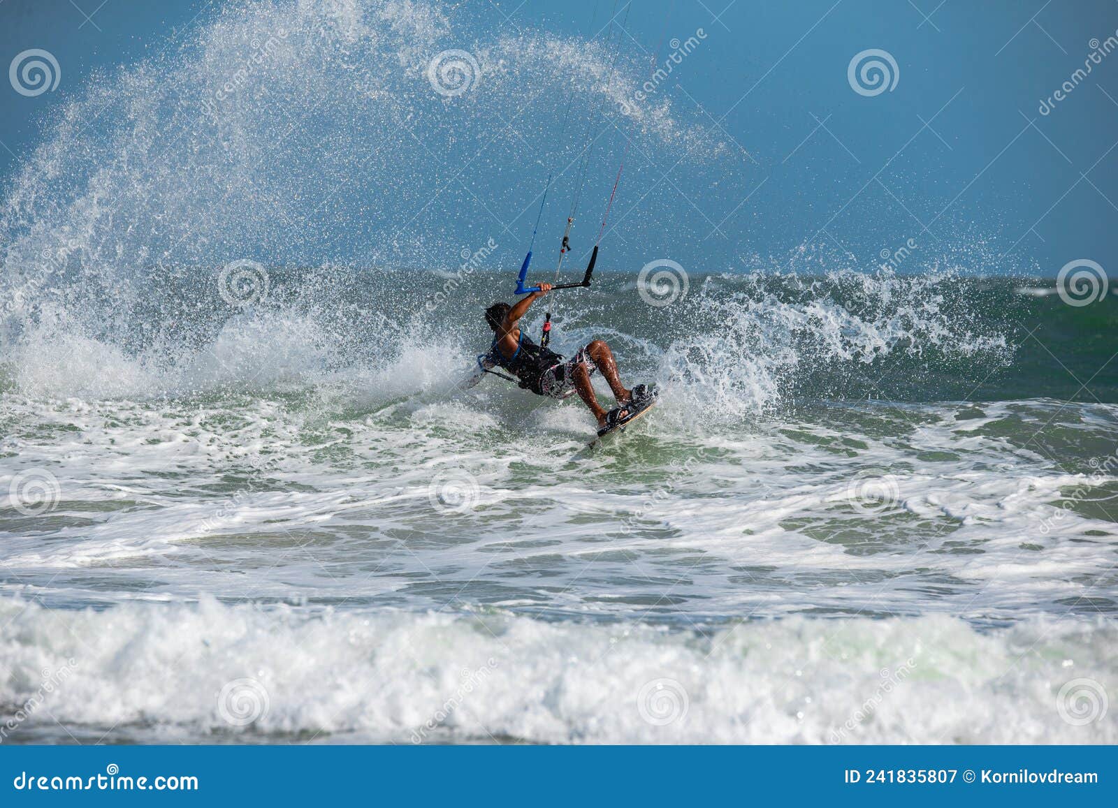 Vietnamese Kite Surfer Jumps with Kiteboard Stock Image Image of jump