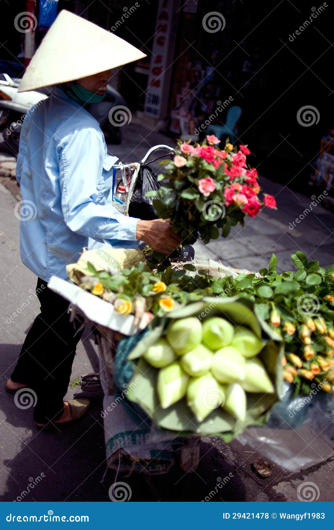 Vietnamese selling flowers editorial stock photo. Image of vietnamese