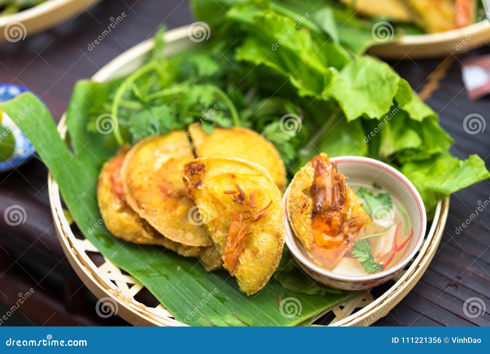 Vietnamese Shrimp Pancake Banh Tom in Vietnamese Stock Photo Image of