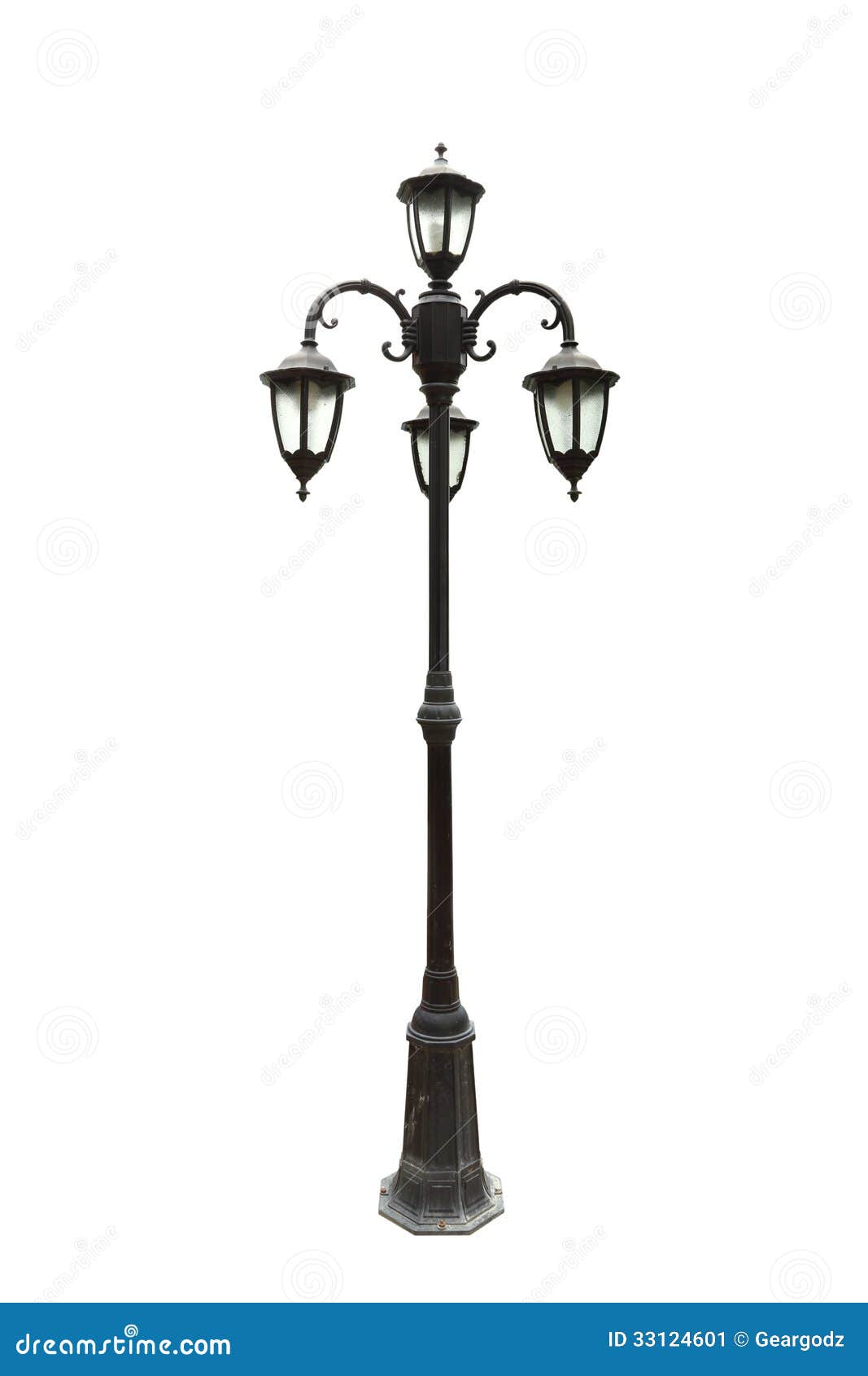 Vieux Lampadaire De Rue Sur Le Fond Blanc Image stock - Image du