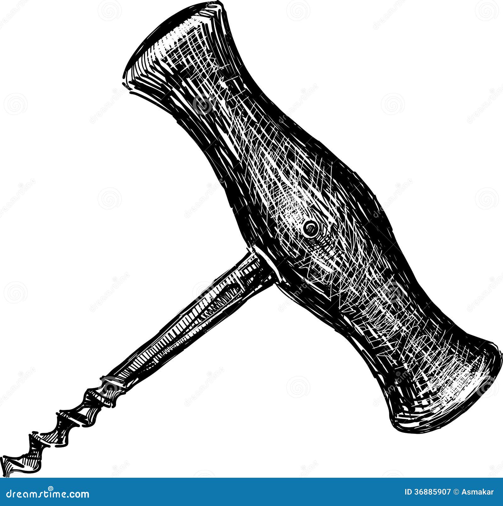 Vieux tire-bouchon illustration de vecteur. Illustration du dessiné