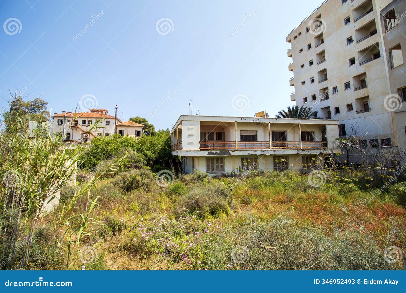 view of abandoned buildings in the varosha (kapali maras) ghost town