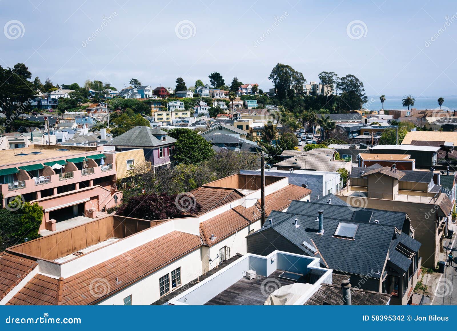 View Above Houses in Capitola, California. Stock Photo Image of