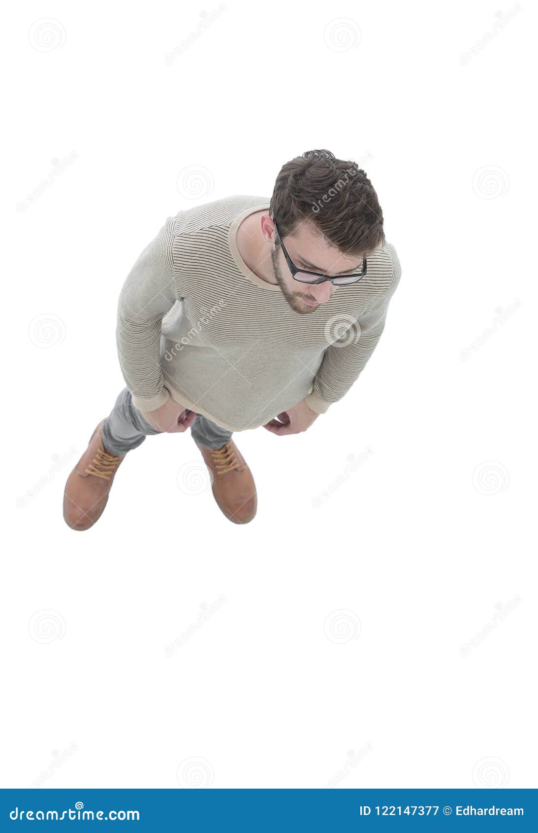 View from Above. Serious Young Man Looking Forward Stock Image - Image ...