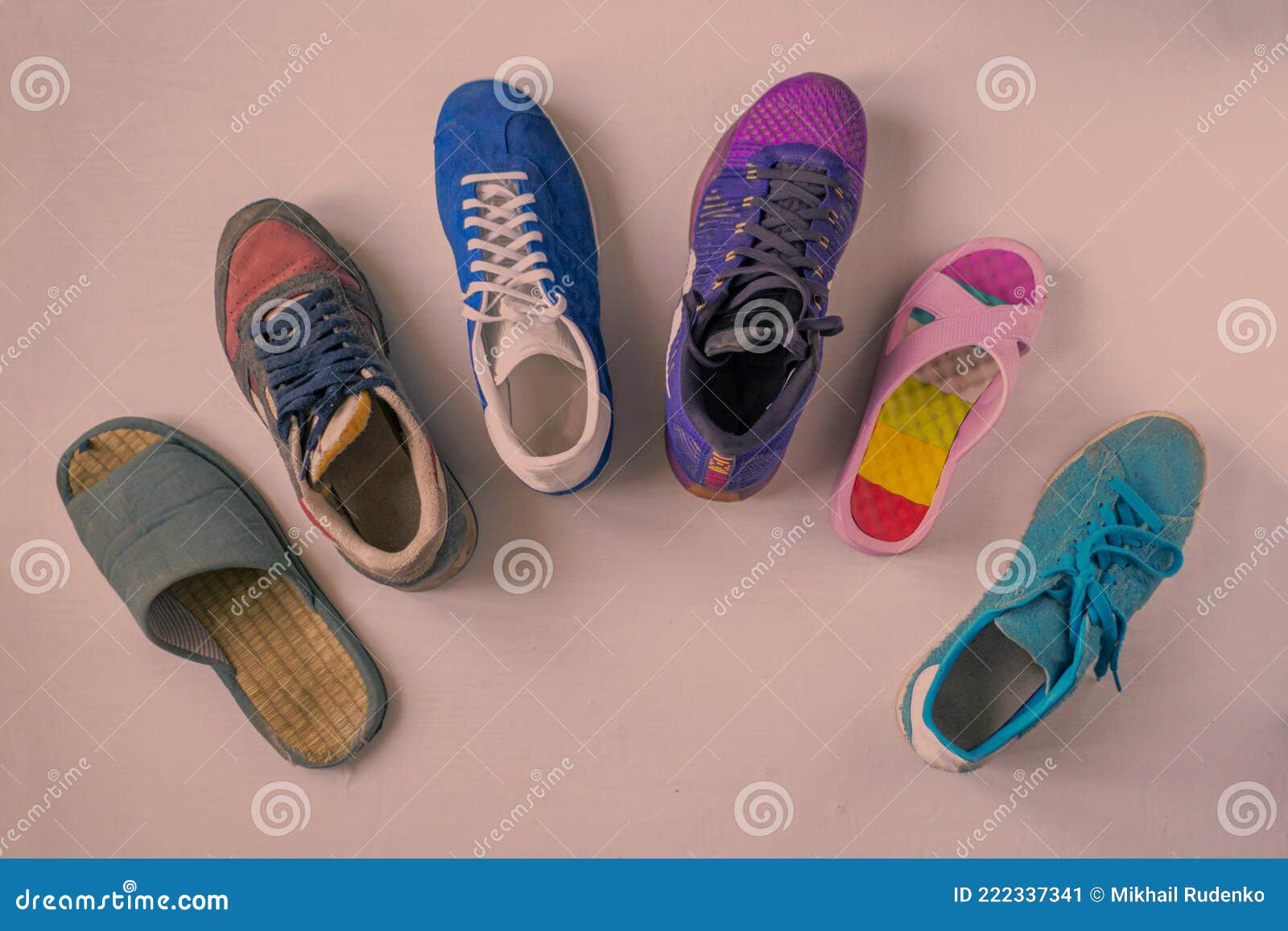A View from Above of Some Various Casual Shoes Flat Lay Stock Image