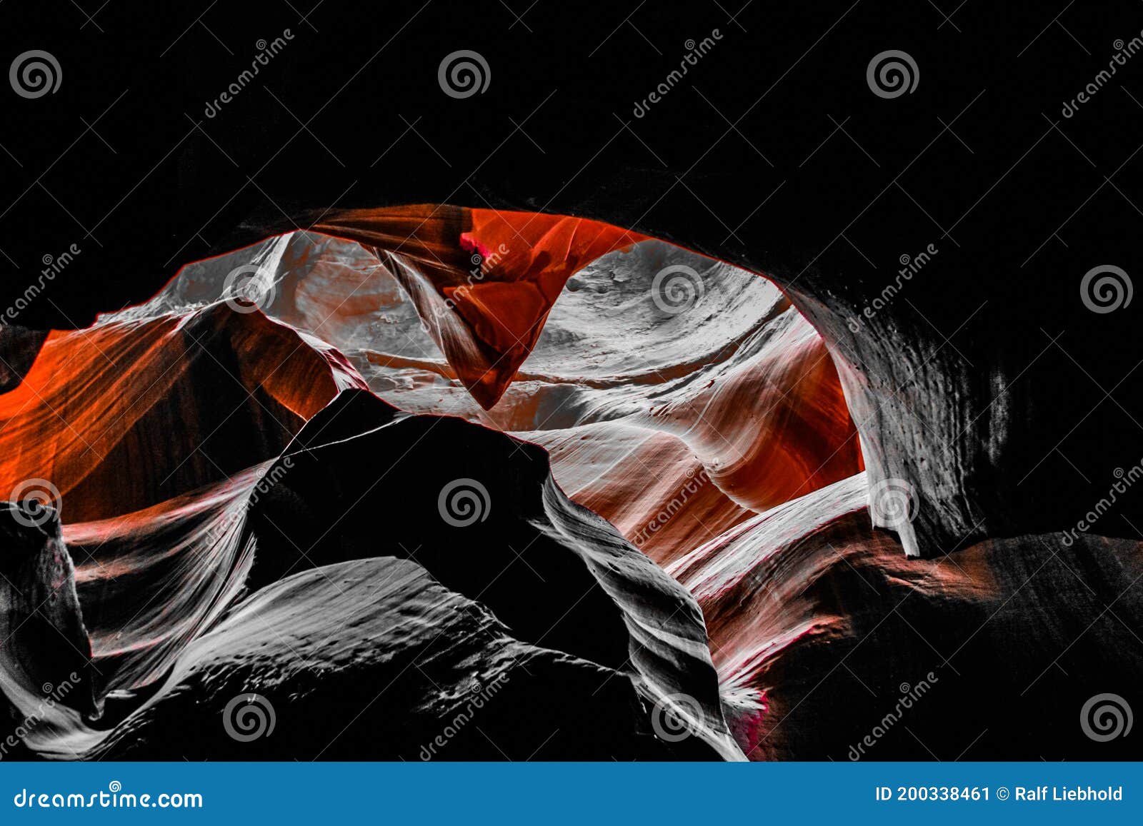 View Into Abstract Red Sandstone Cave With Wavy Lines Antelope Canyon