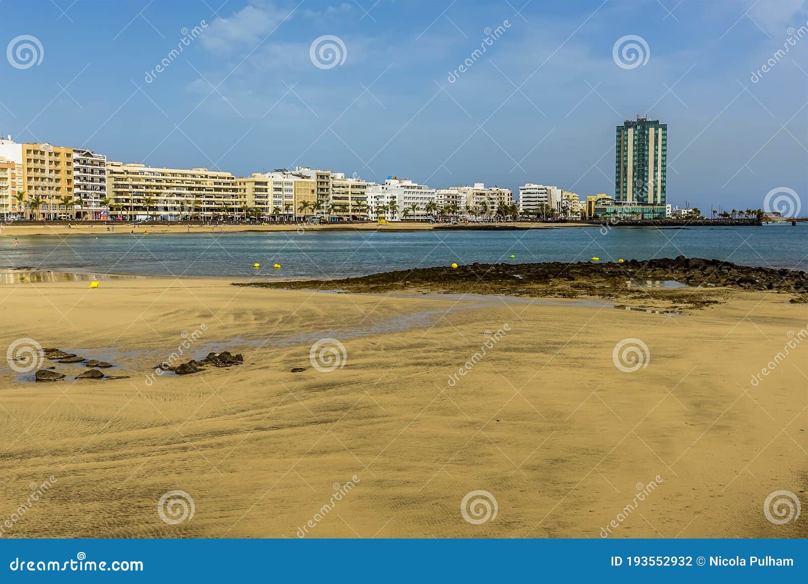 a view across the reducto beach in arrecife, lanzarote